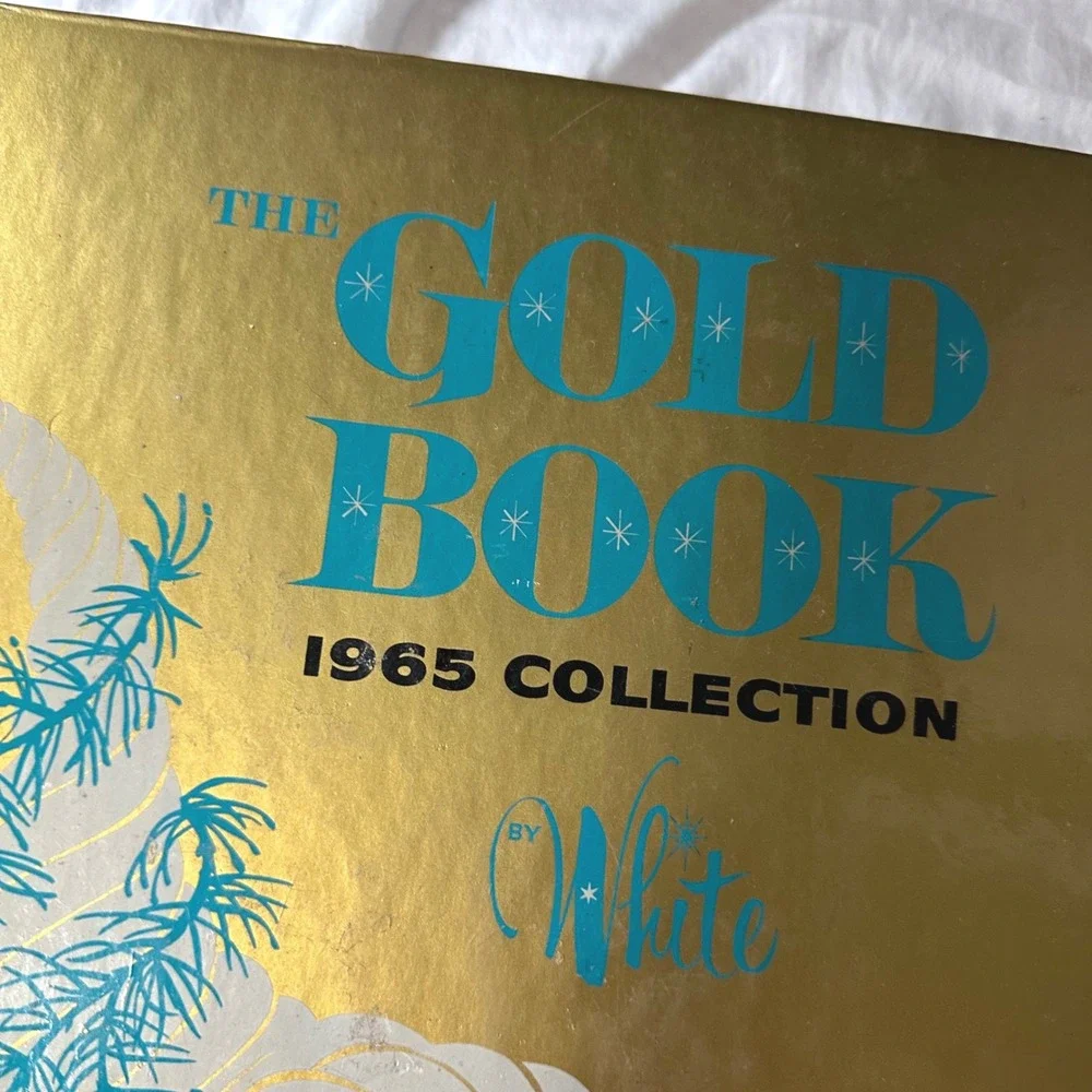 White The Gold Book 1965 Collection Christmas Card Sample Album Gold Good MCM